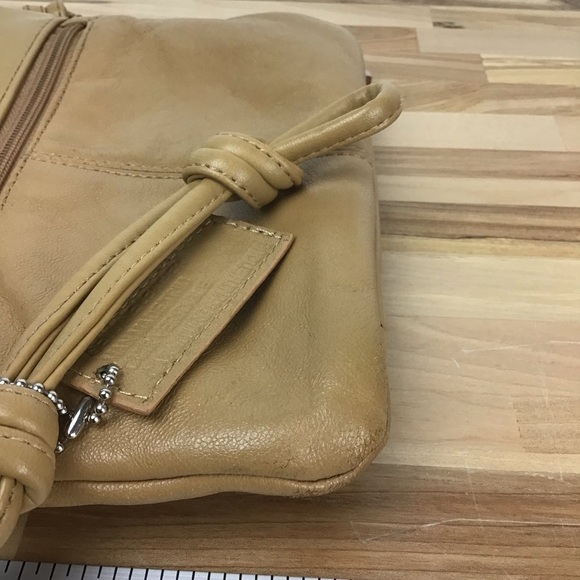 BEIGE Visione Italy leather mini purse crossbody bag tan Italian leather camel - Picture 11 of 15